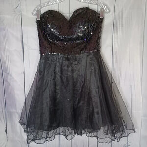 For your special day black strapless sequin mini dress